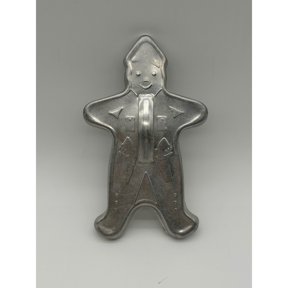 Vintage Aluminum Cowboy Gingerbread Man Cookie Cutter Retro Holiday Xmas Baking